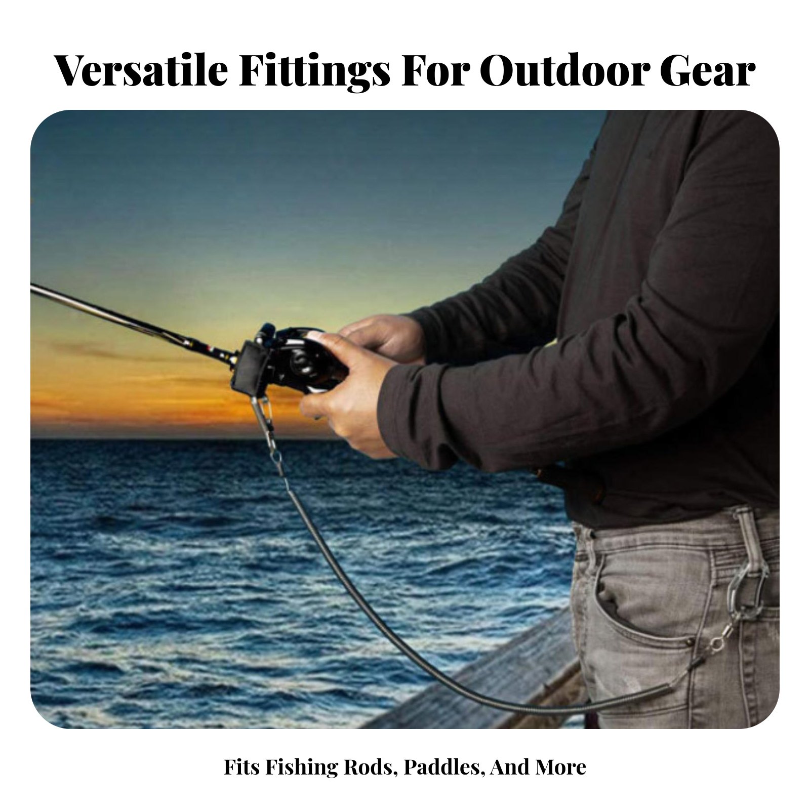 Fishing Kayak Paddle Leash - Guinzaglio Avvolgibile Regolabile per Canna da